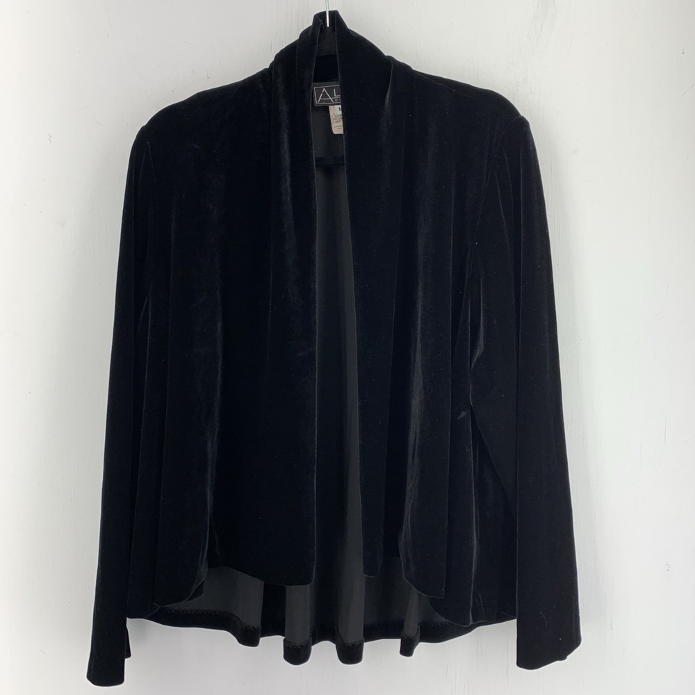 Vintage Alex Evenings Womens Medium Black Velvet Jacket Luxe Money Whimsigoth
